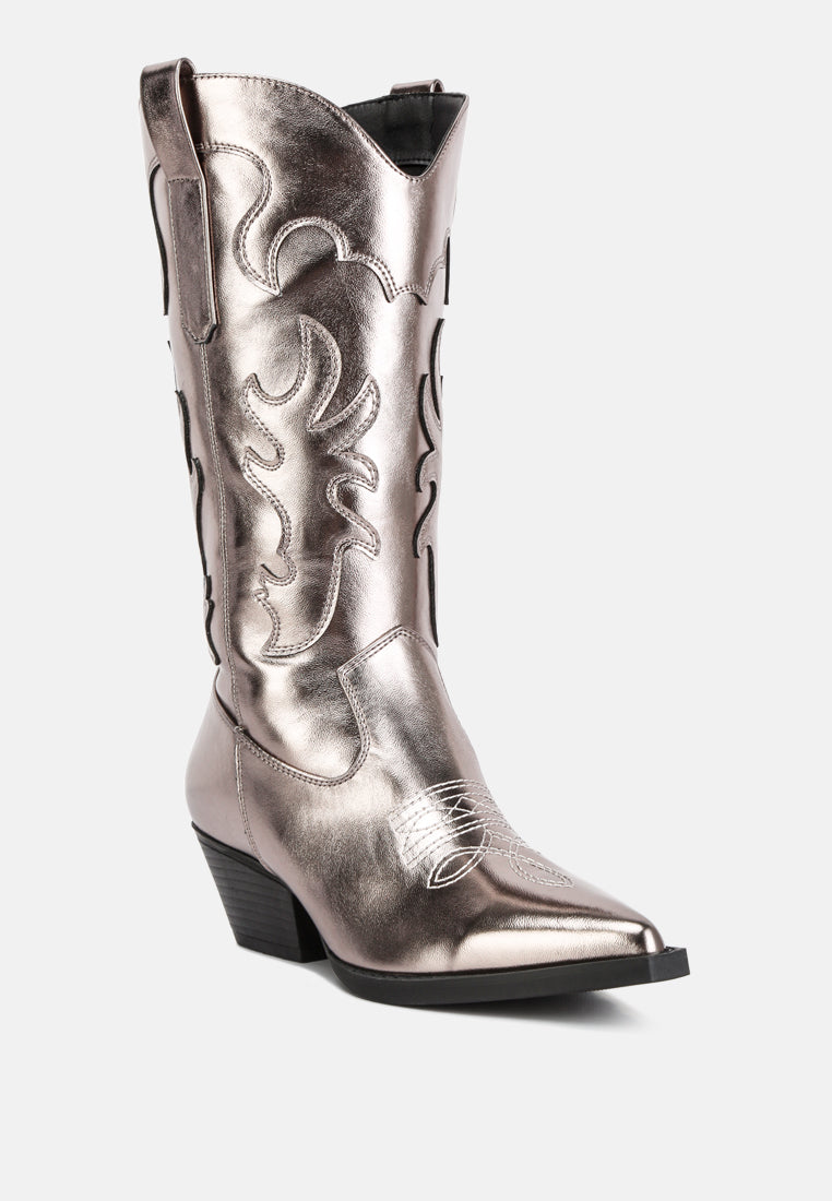 cowby metallic faux leather cowboy boots#color_pewter