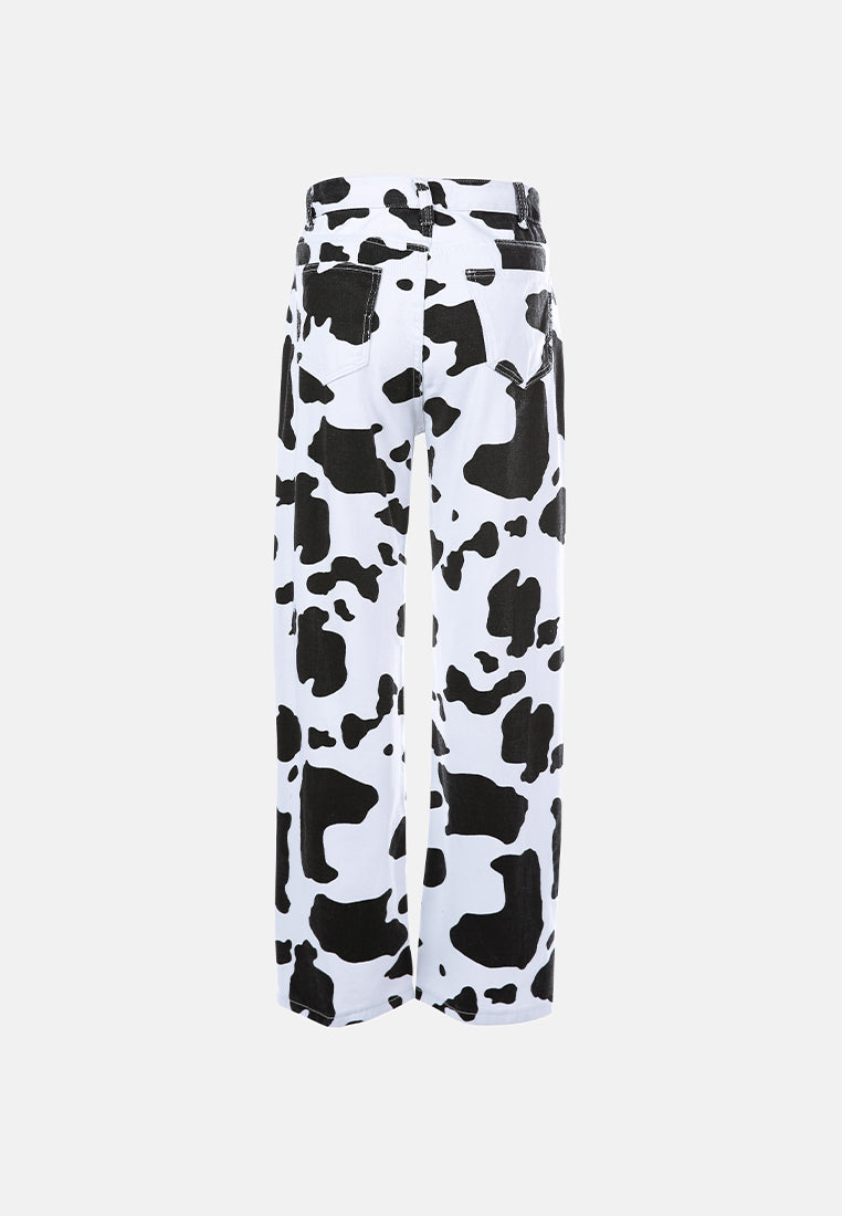 cow print wide pants#color_black