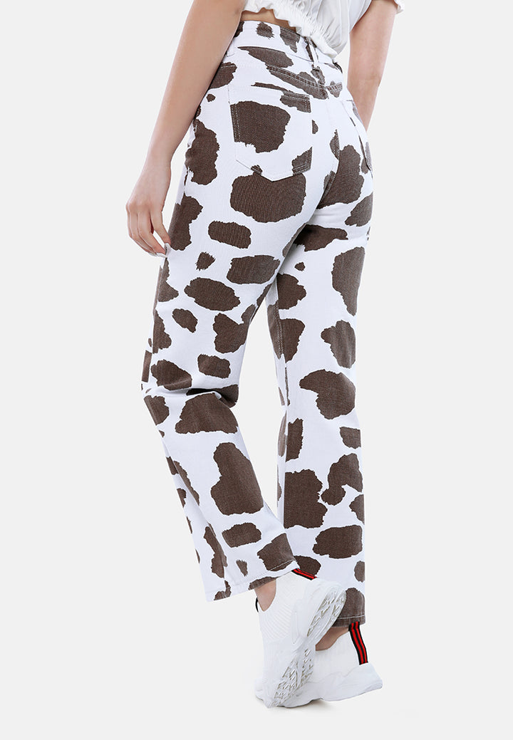 cow print wide pants#color_brown