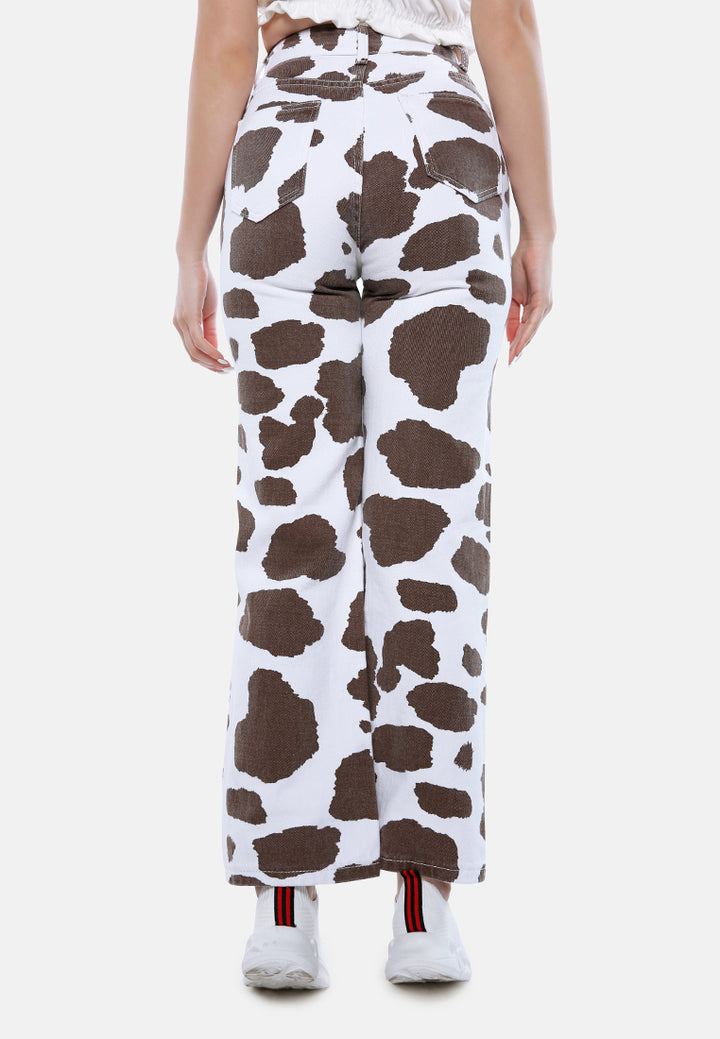 cow print wide pants#color_brown