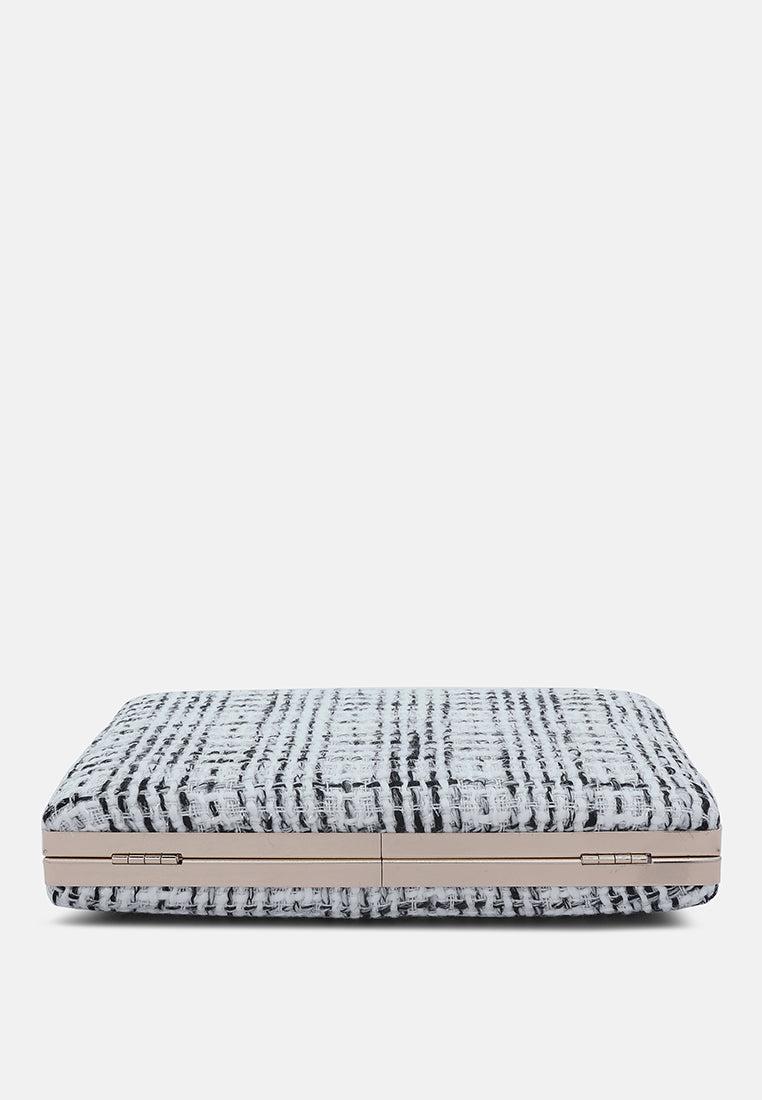 creative weave clutch bag#color_white/black