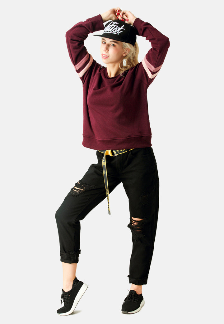 crew neck sweatshirt#color_wine
