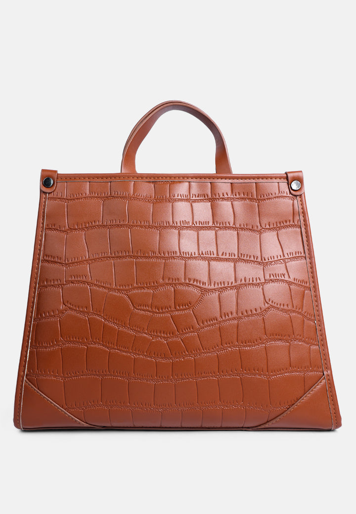 croco hand bag#color_brown