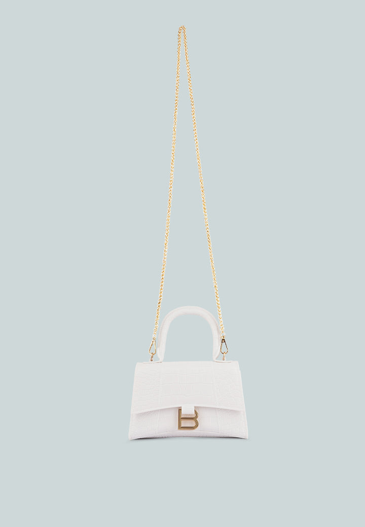 croc textured mini handbag#color_white