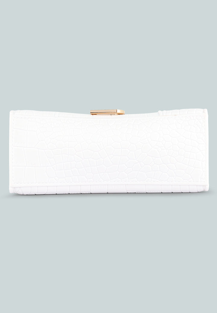 croc textured mini handbag#color_white