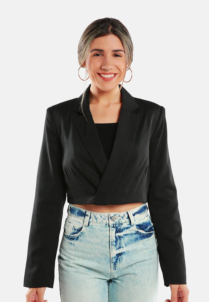 cropped tailored blazer#color_black