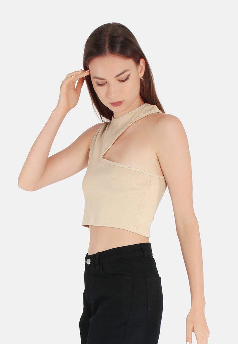 cut out crop top#color_beige