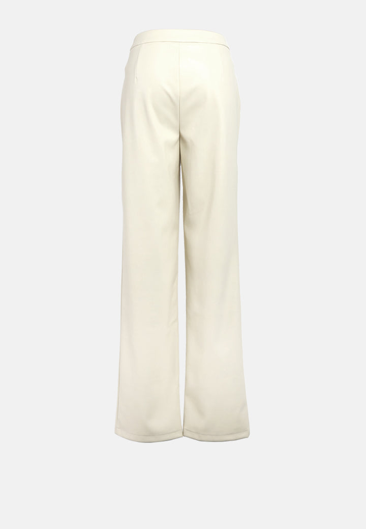 cut out faux leather pants#color_cream