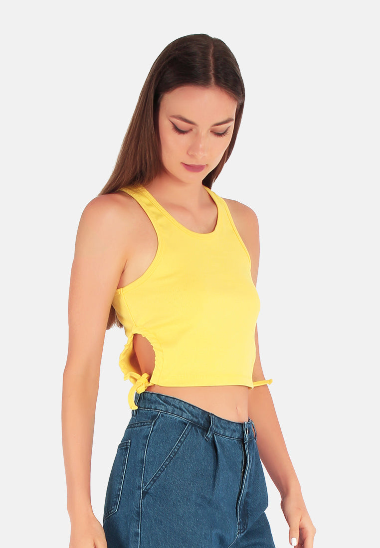 cut out tank crop top#color_yellow