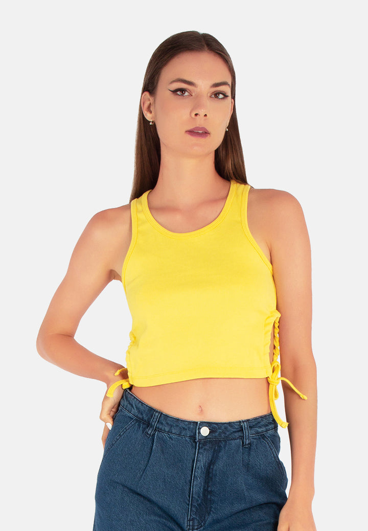 cut out tank crop top#color_yellow