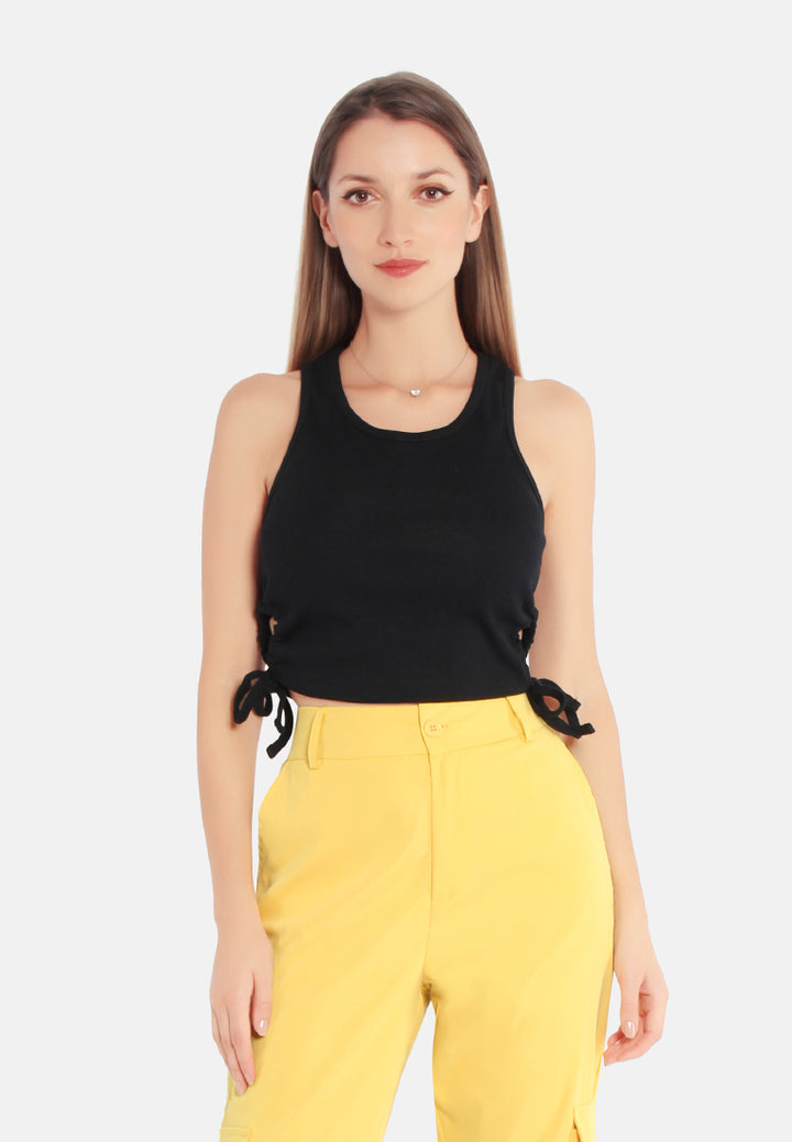 cut out tank crop top#color_black