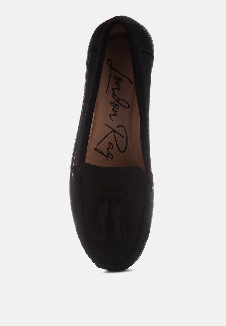 daiki platform lug sole tassel loafes#color_black