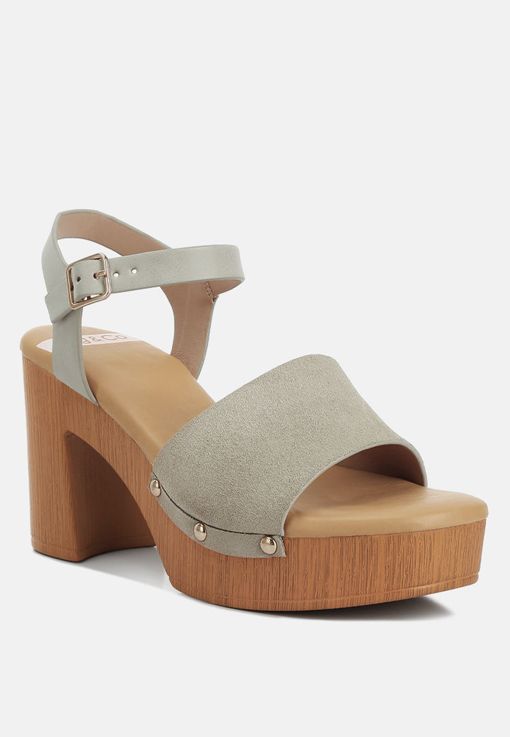 daniela suede high block sandals by ruw#color_beige