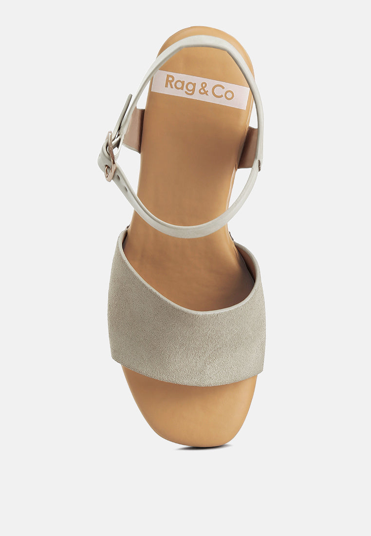 daniela suede high block sandals by ruw#color_beige