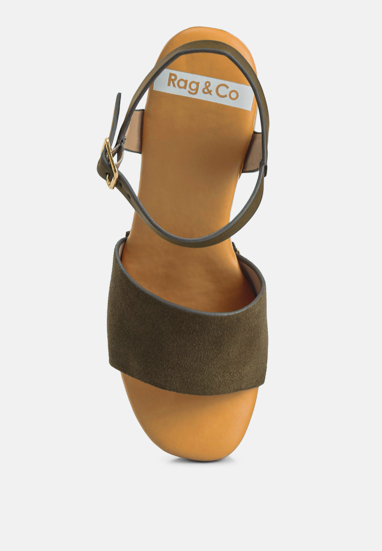 daniela suede high block sandals by ruw#color_olive-green