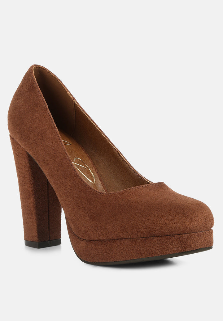 delia seude block heel pumps#color_tan