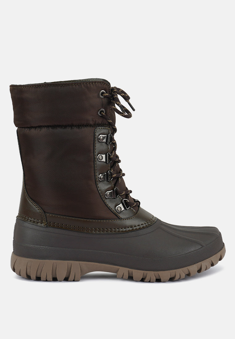 delphine knitted collar lace up boots by ruw#color_brown