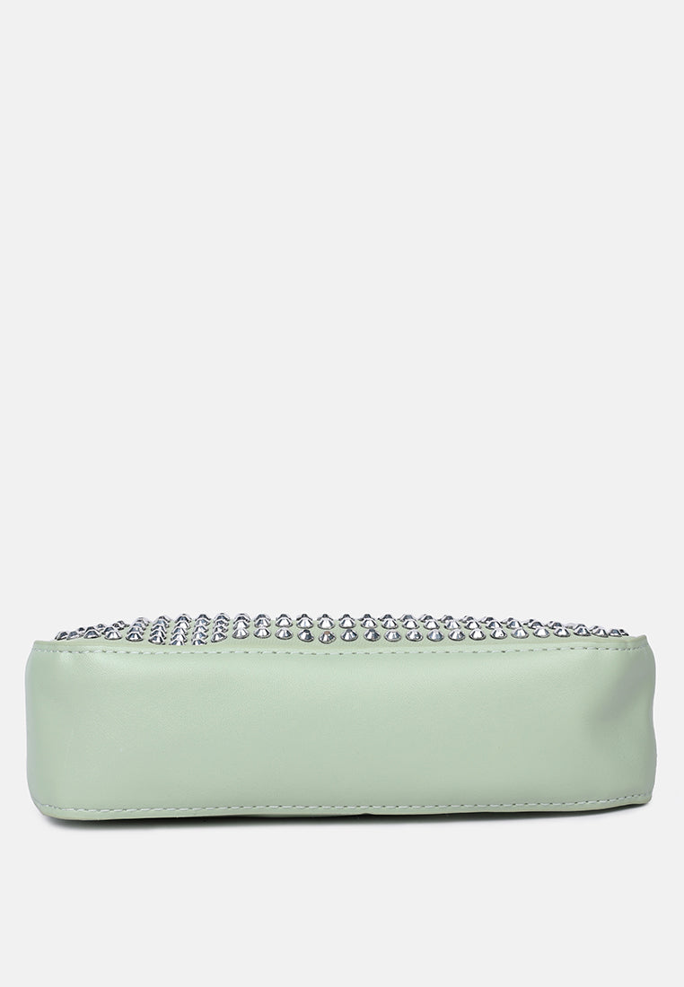 diamante baguette bag#color_green