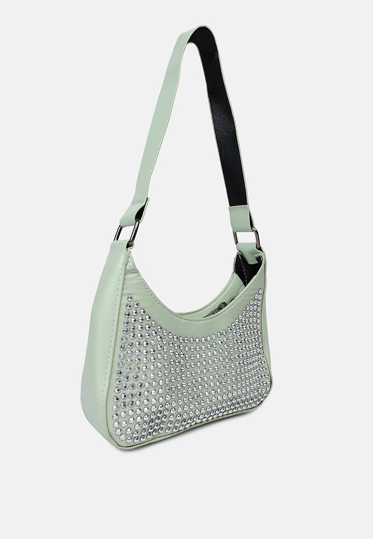 diamante baguette bag#color_green