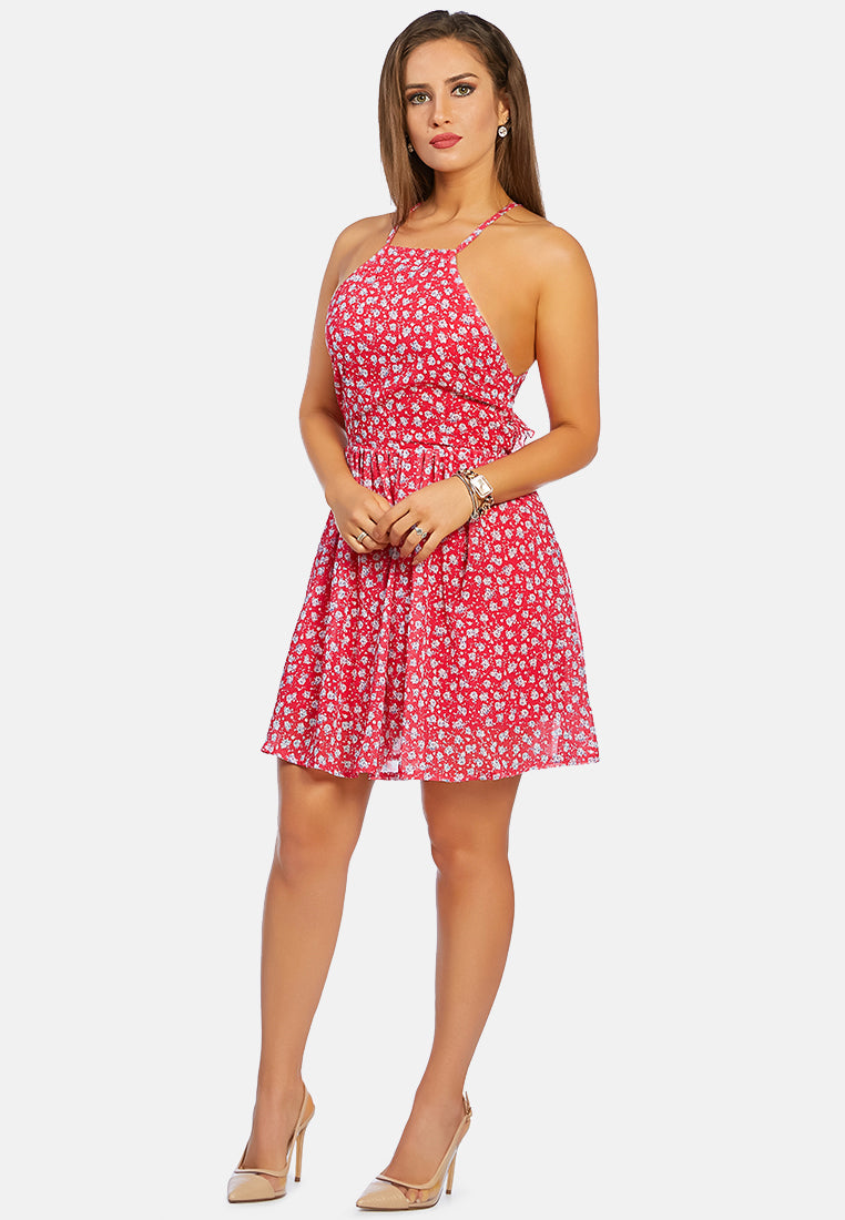 ditsy floral summer skater dress#color_red