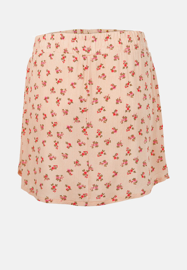 ditsy print drawstring skorts#color_beige
