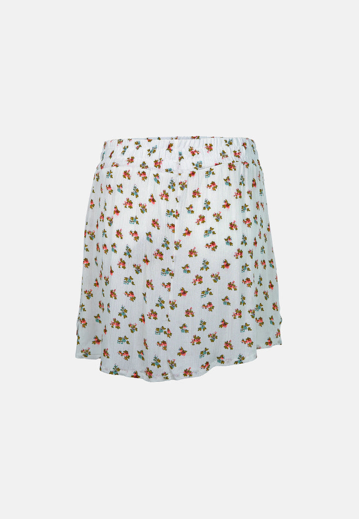 ditsy print drawstring skorts#color_white