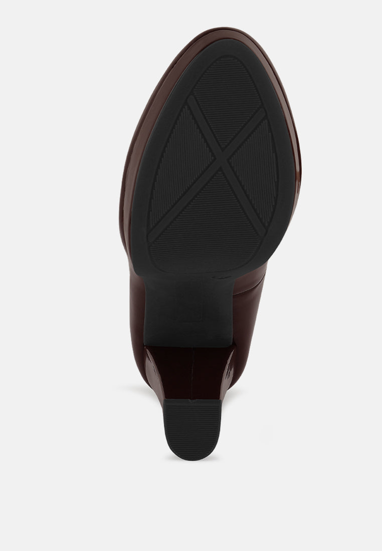 dixie patent faux leather pump sandals#color_brown