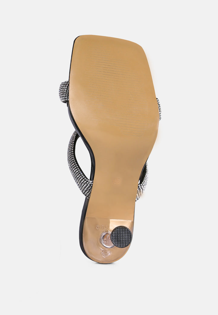 dolls rhinestone embellished slider sandals#color_black