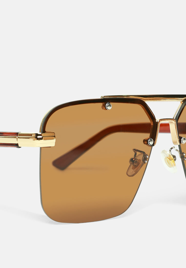 double bridge square sunglasses#color_brown