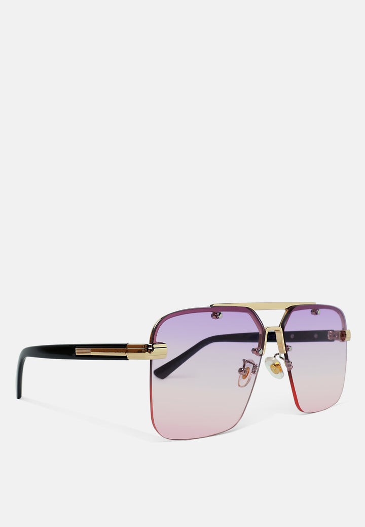 double bridge square sunglasses#color_pink-purple