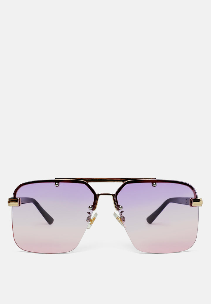 double bridge square sunglasses#color_pink-purple