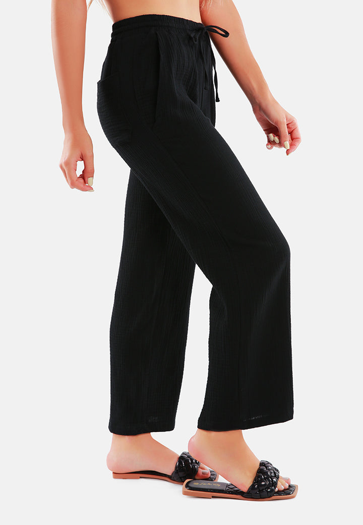 drawstring casual lounge wide pants by ruw#color_black