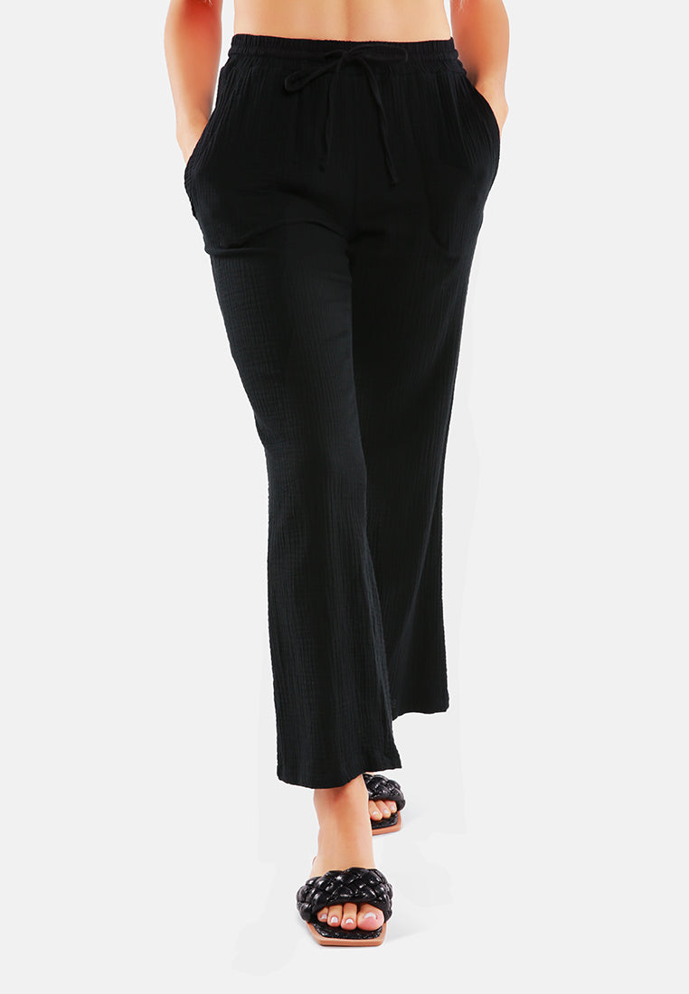 drawstring casual lounge wide pants by ruw#color_black