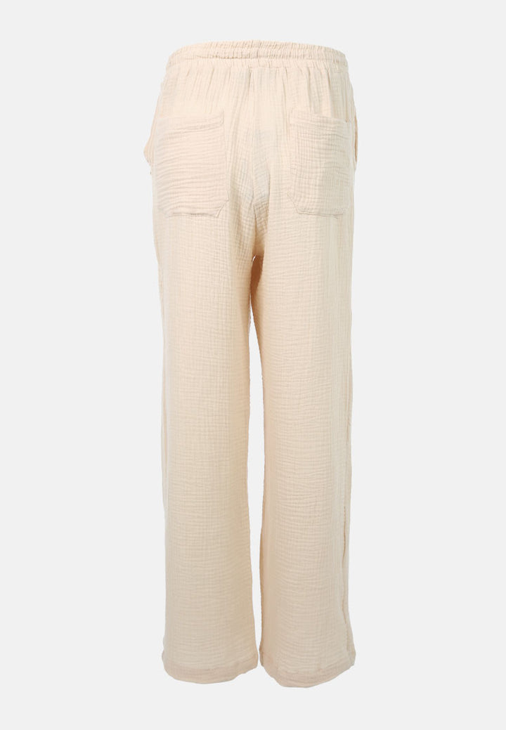 drawstring casual lounge wide pants by ruw#color_latte