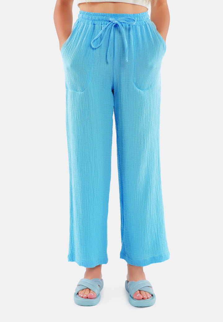 drawstring casual lounge wide pants by ruw#color_bright-blue