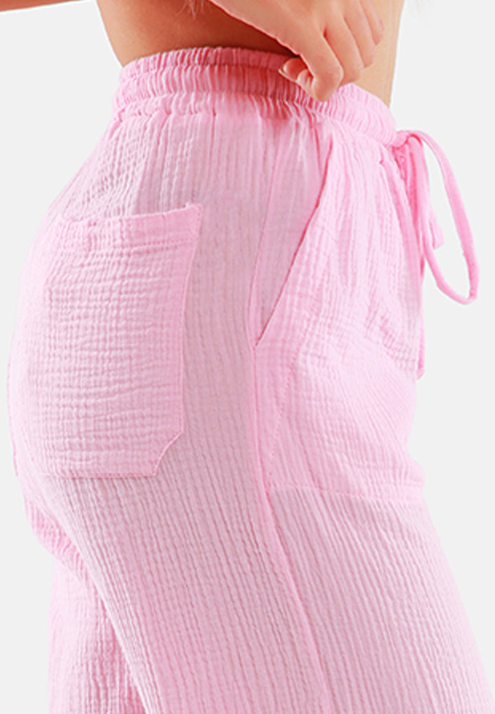 drawstring casual lounge wide pants by ruw#color_pink