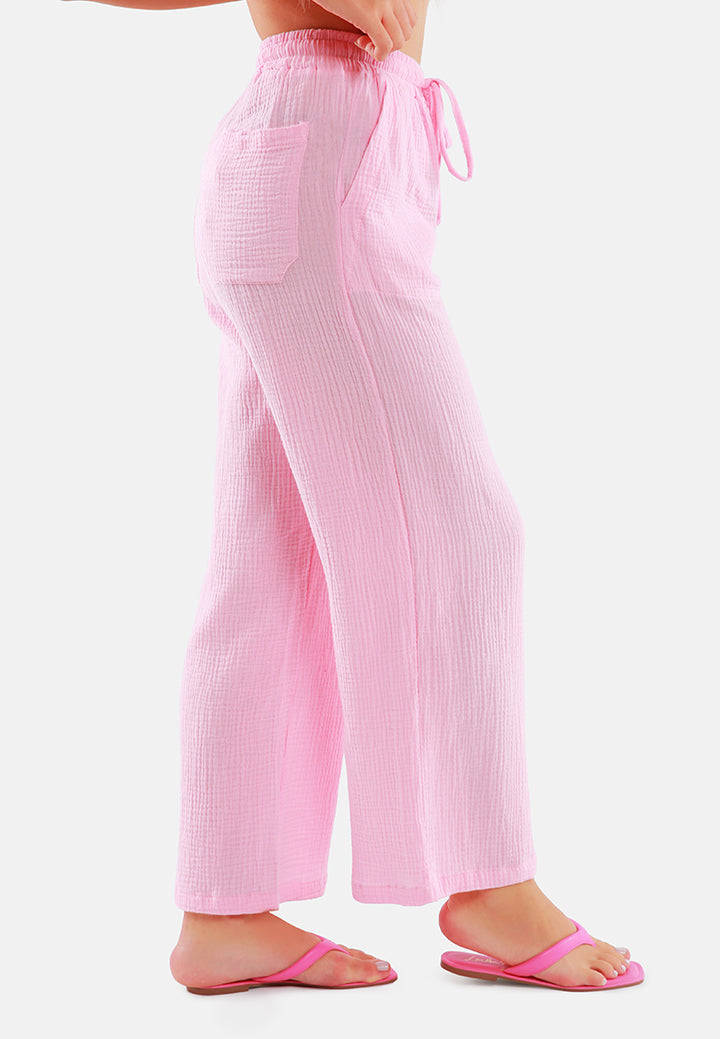 drawstring casual lounge wide pants by ruw#color_pink