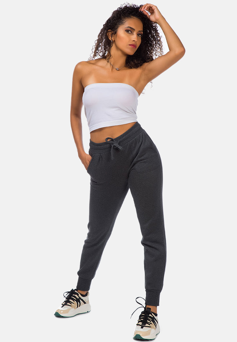 drawstring cuffed active joggers#color_light-grey