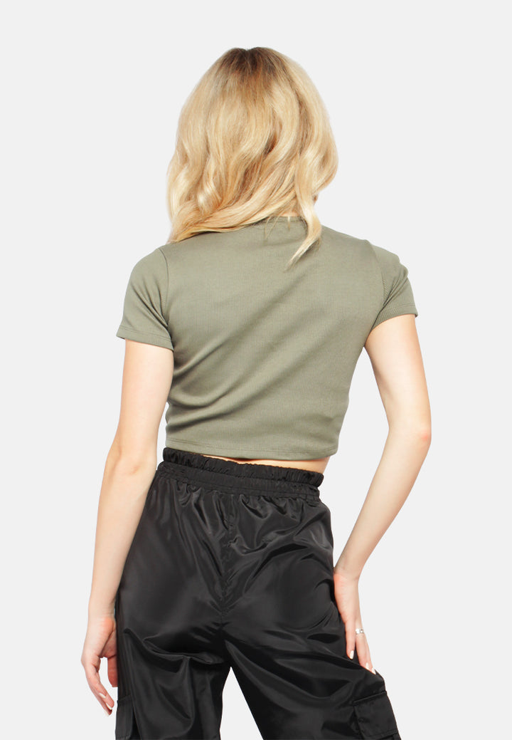 drawstring detail crop top#color_olive