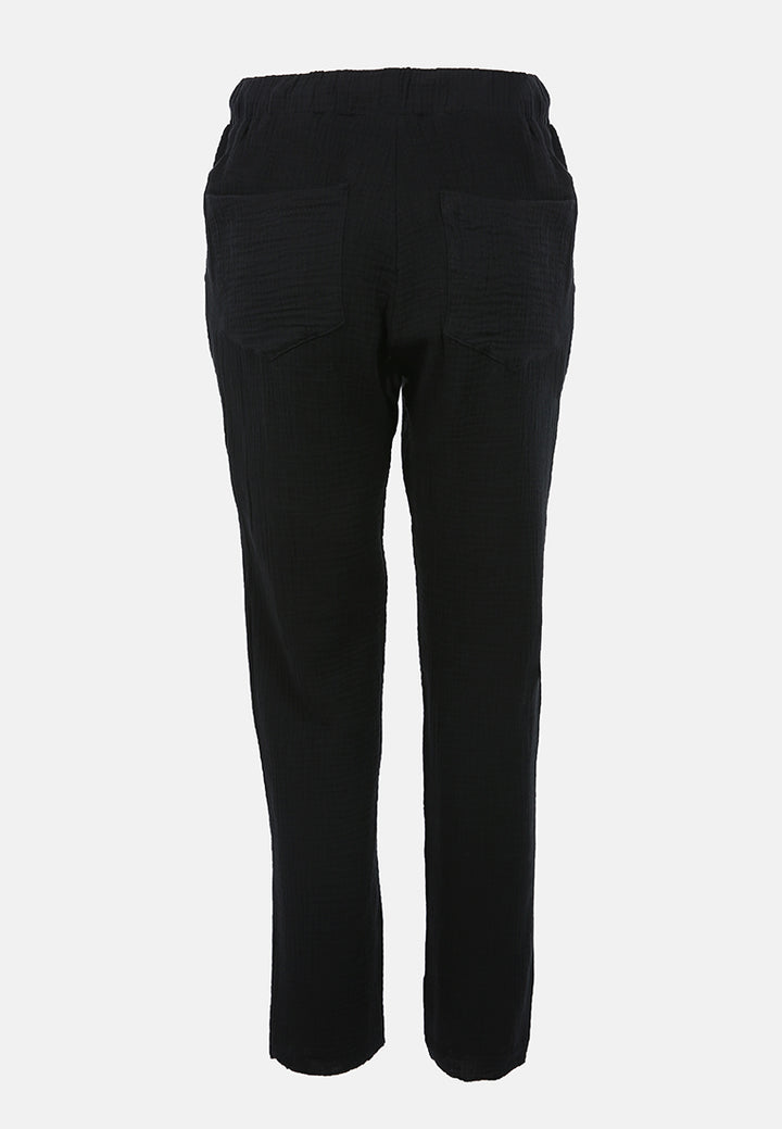drawstring narrow bottom summer pants by ruw#color_black