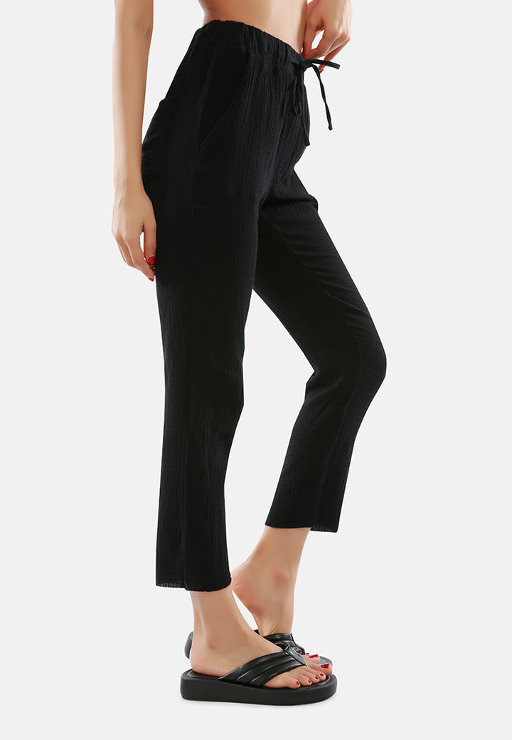 drawstring narrow bottom summer pants by ruw#color_black