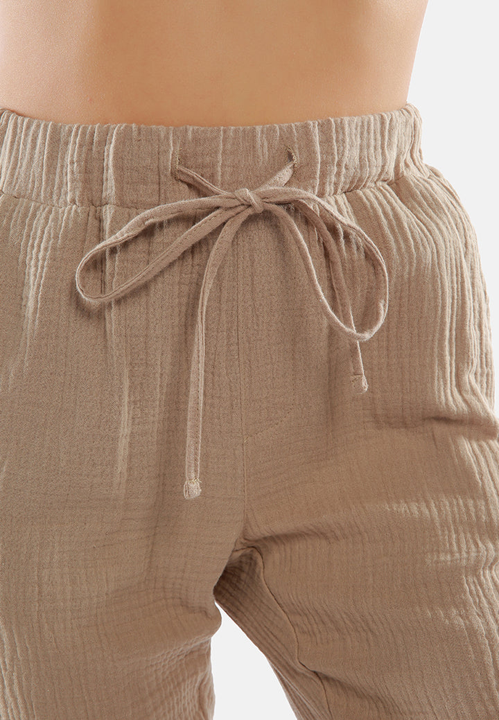 drawstring narrow bottom summer pants by ruw#color_khaki