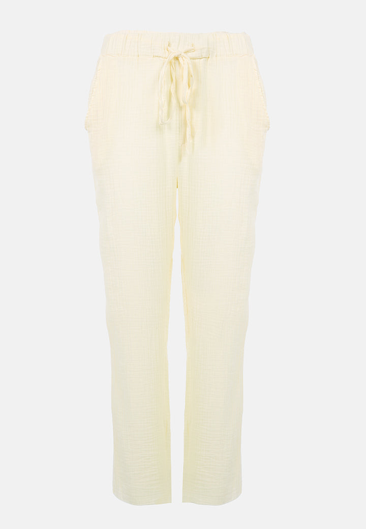 drawstring narrow bottom summer pants by ruw#color_beige