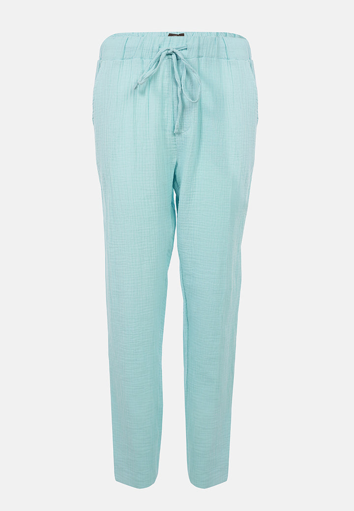 drawstring narrow bottom summer pants by ruw#color_light-blue
