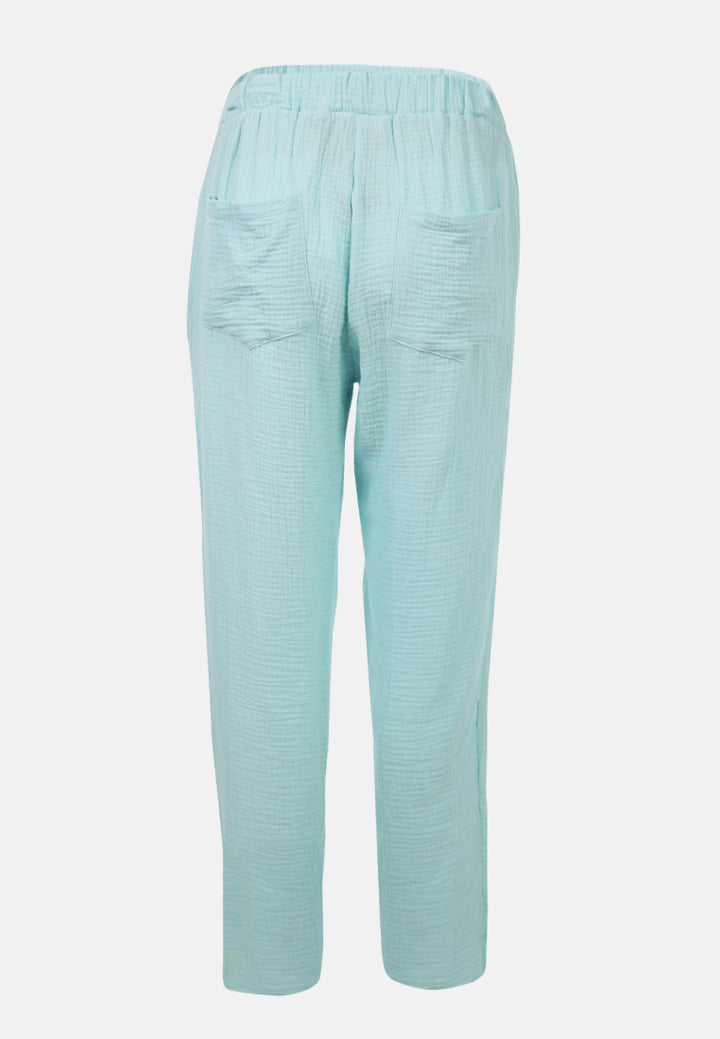 drawstring narrow bottom summer pants by ruw#color_light-blue