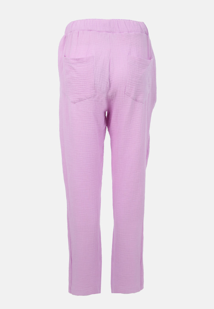 drawstring narrow bottom summer pants by ruw#color_purple