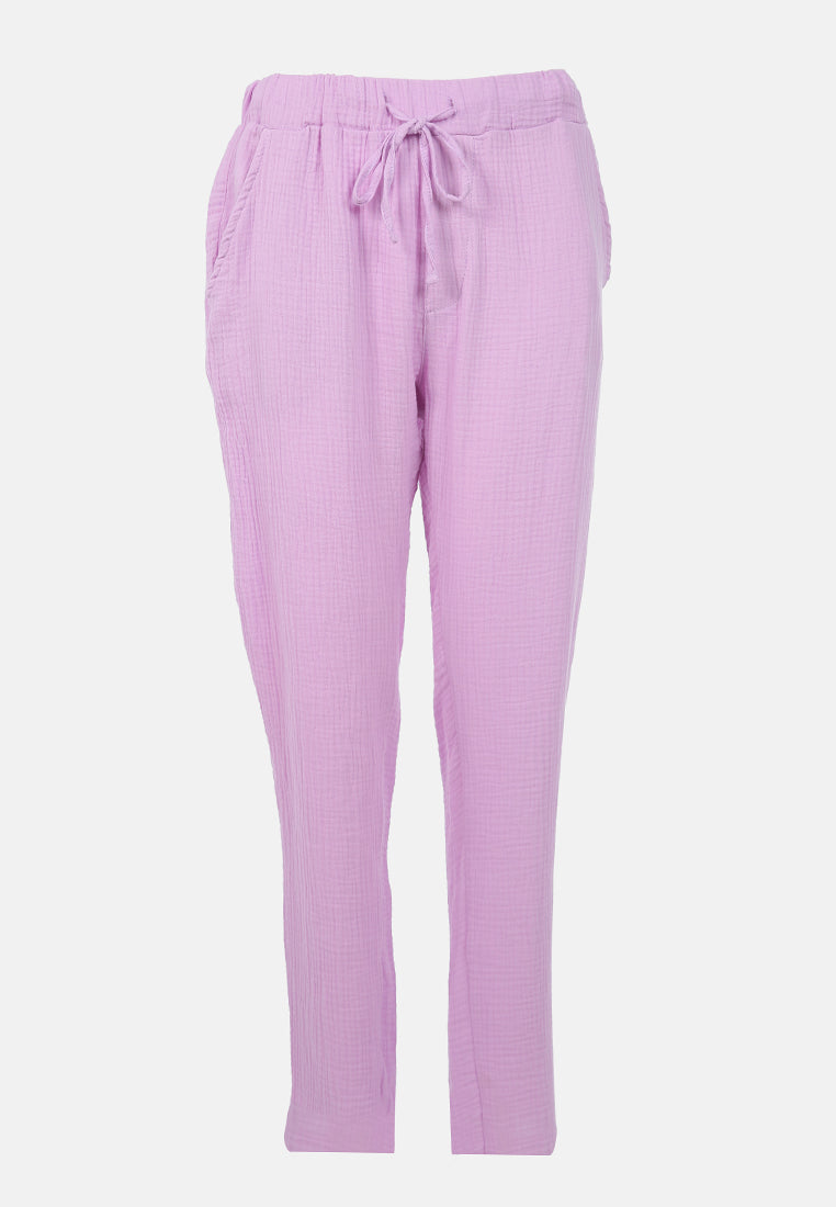 drawstring narrow bottom summer pants by ruw#color_purple