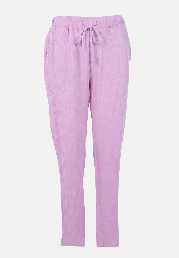 drawstring narrow bottom summer pants by ruw#color_purple