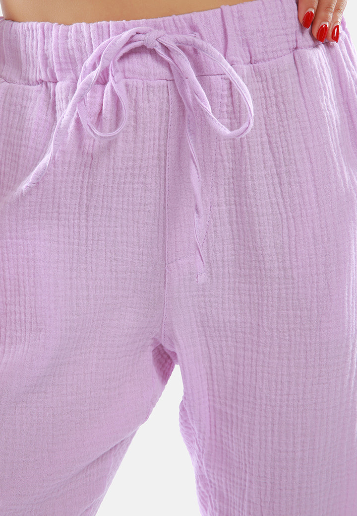 drawstring narrow bottom summer pants by ruw#color_purple