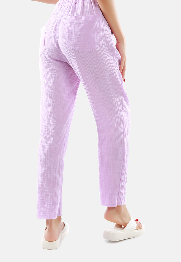 drawstring narrow bottom summer pants by ruw#color_purple